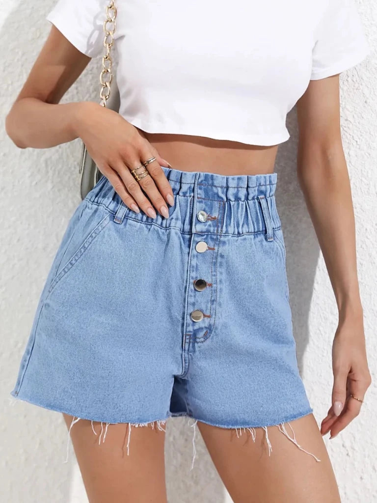 Denim Shorts with Pockets - Medium by Trendsi from FREYA’S CLOSET