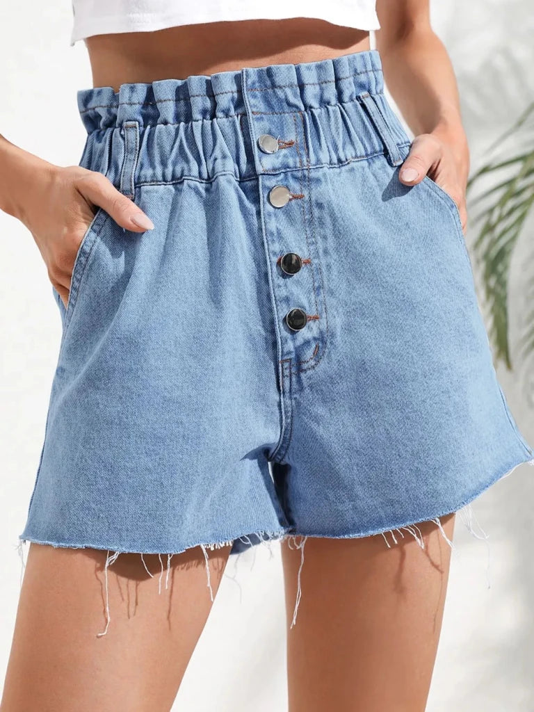 Denim Shorts with Pockets - Medium by Trendsi from FREYA’S CLOSET