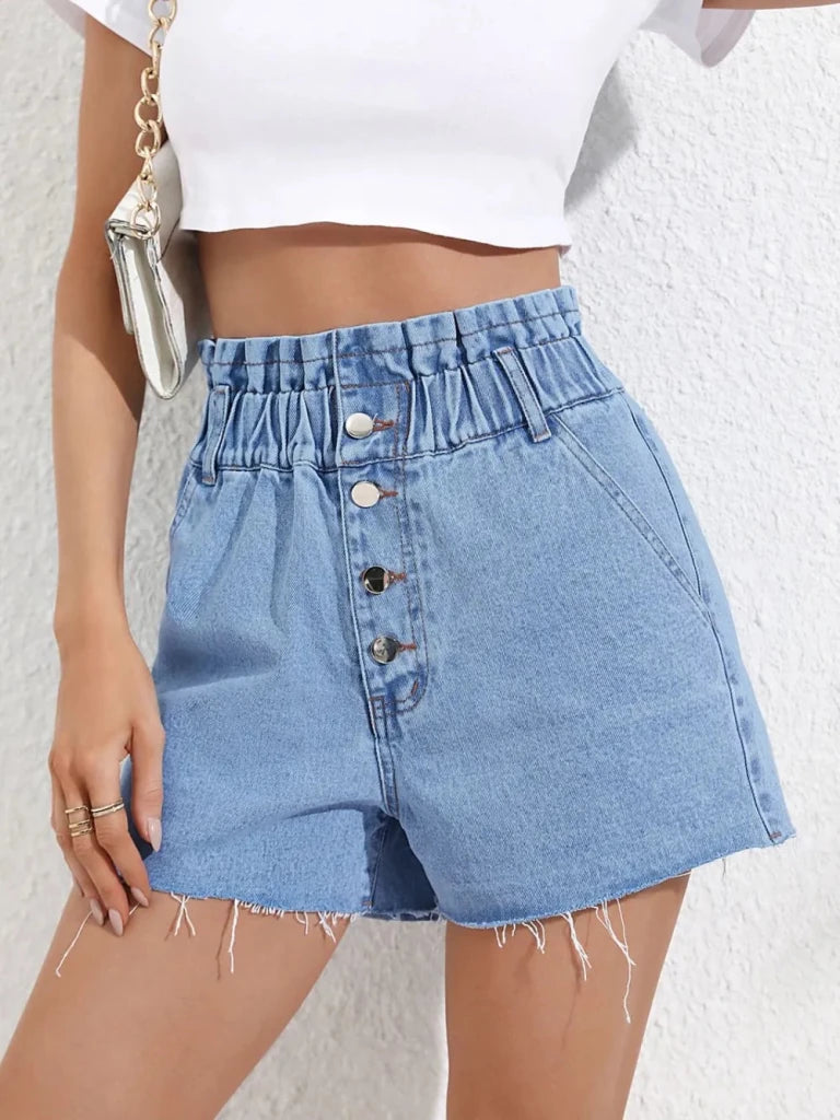 Denim Shorts with Pockets - Medium by Trendsi from FREYA’S CLOSET