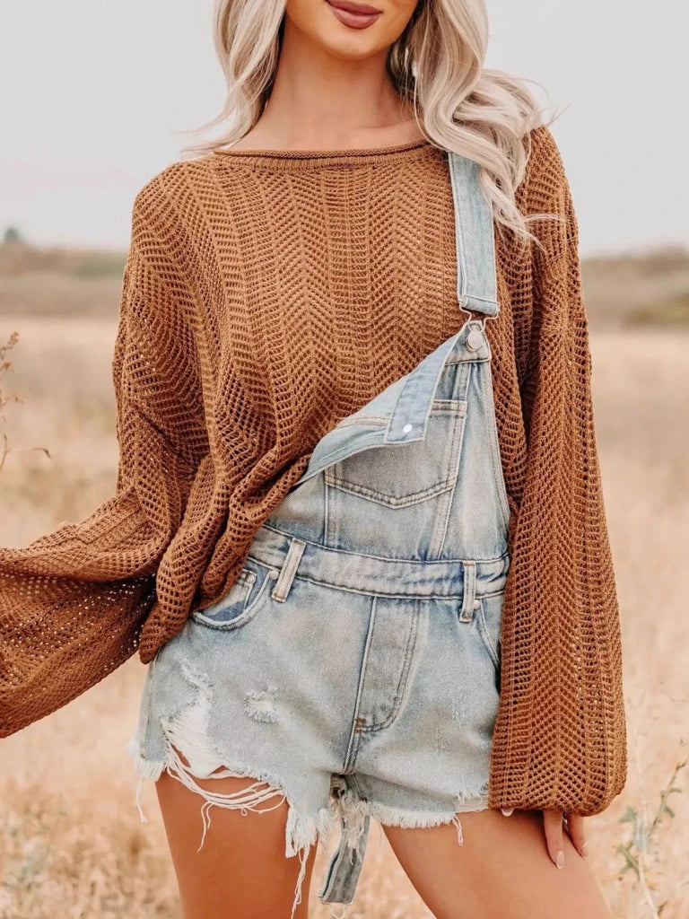 Distressed denim overall shorts, view 5