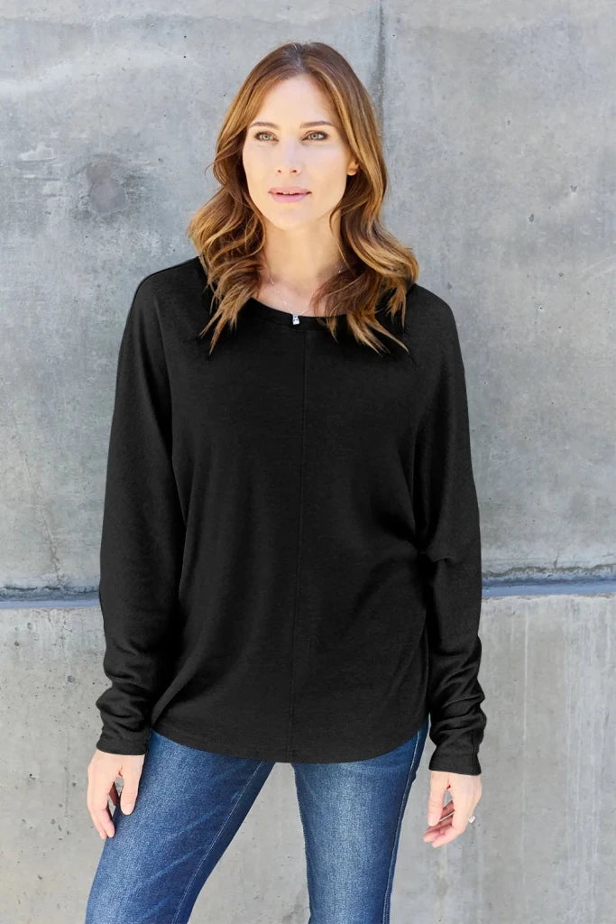 Double Take round neck long sleeve T-shirt, alternate product image