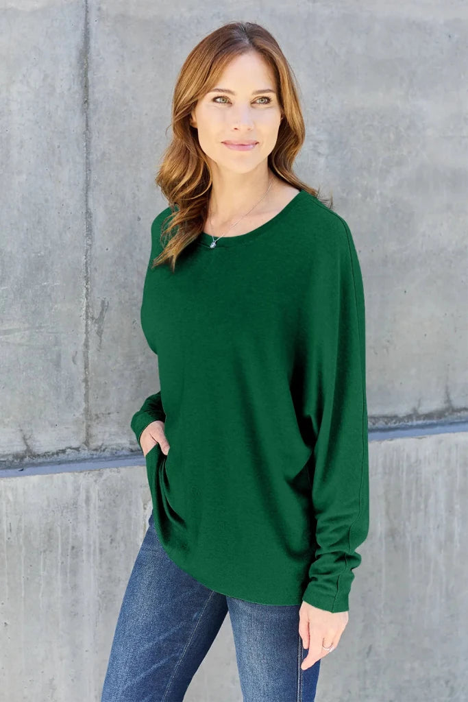 Double Take round neck long sleeve T-shirt, alternate product image
