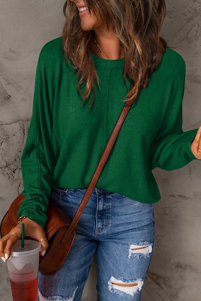 Double Take round neck long sleeve T-shirt, alternate product image