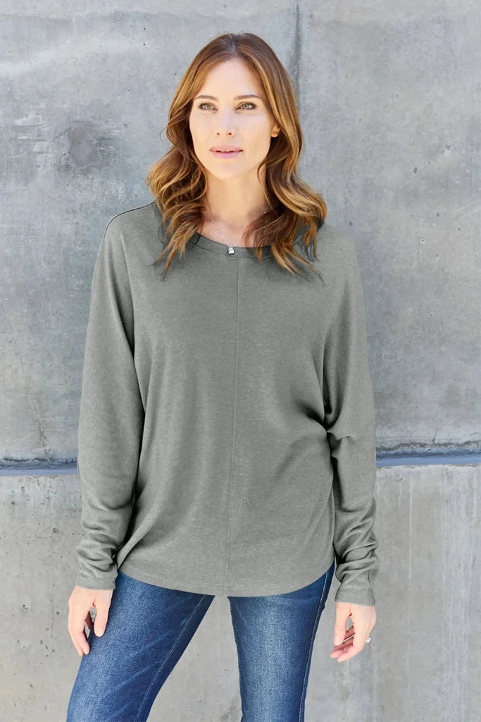 Double Take round neck long sleeve T-shirt, alternate product image
