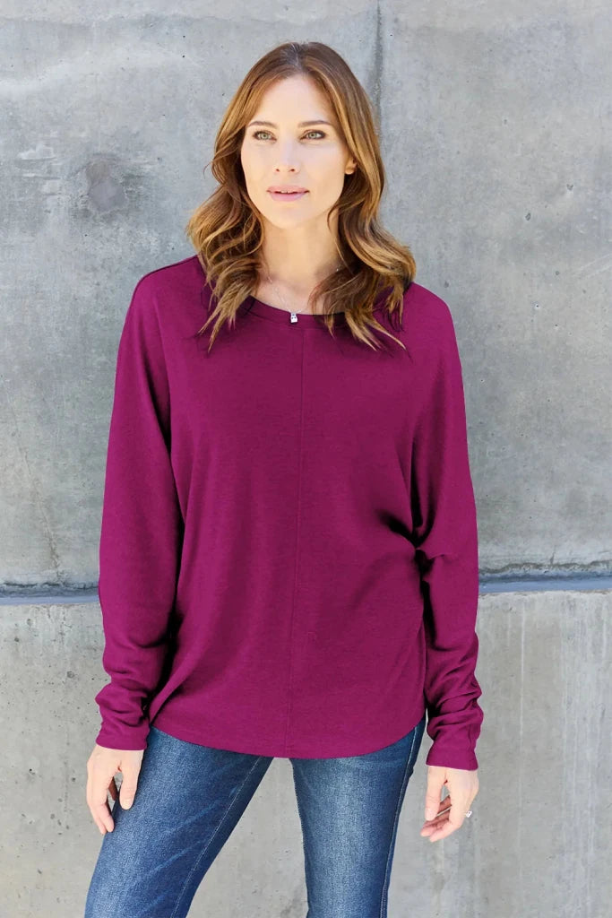 Double Take round neck long sleeve T-shirt, alternate product image