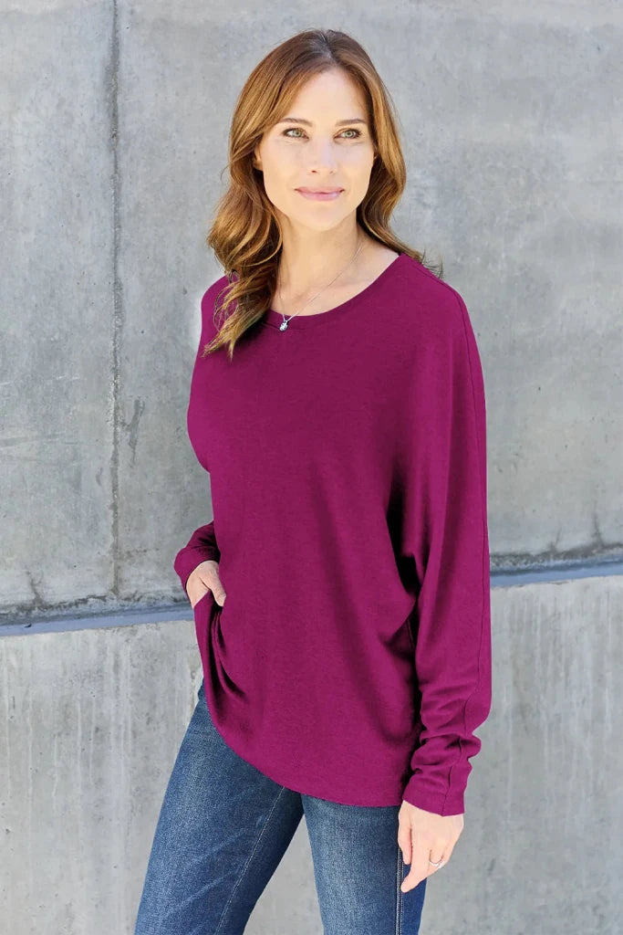 Double Take round neck long sleeve T-shirt, alternate product image