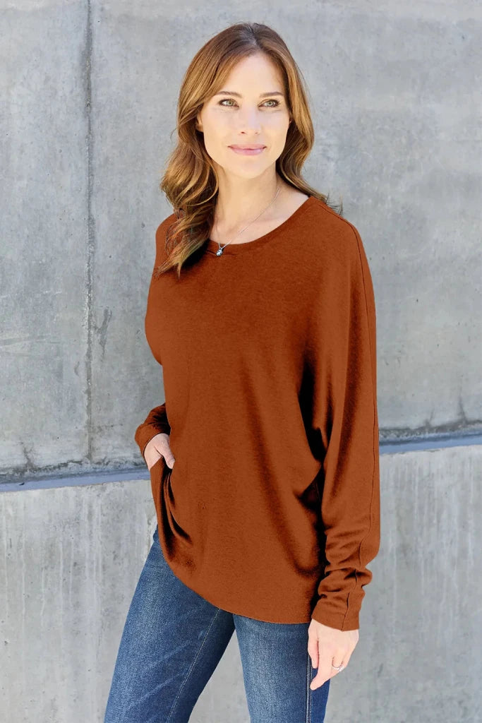 Double Take round neck long sleeve T-shirt, alternate product image