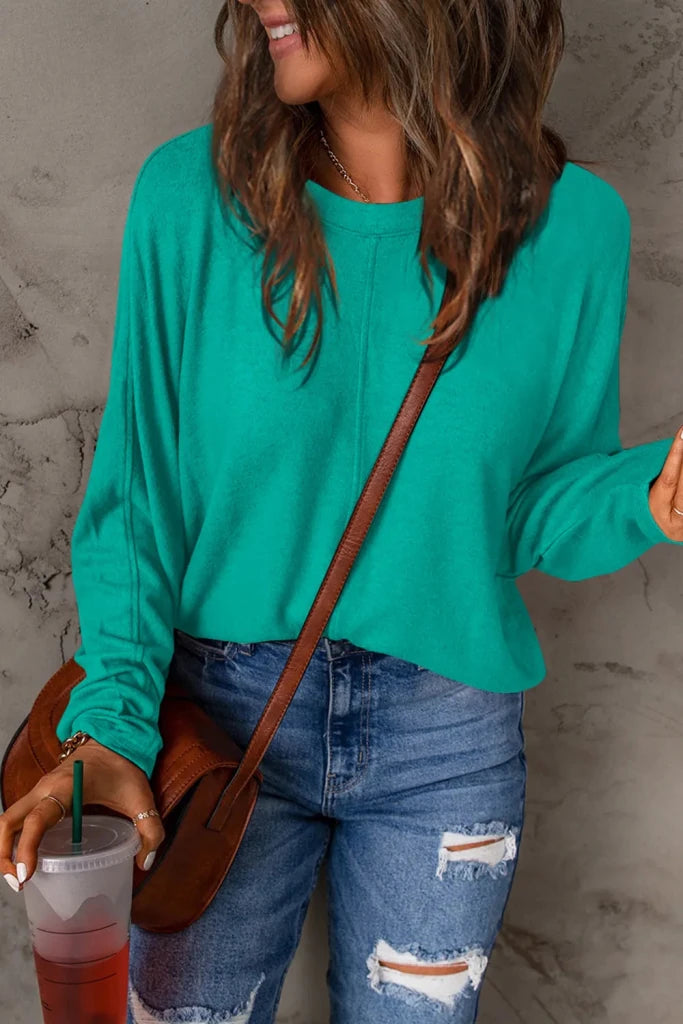 Double Take round neck long sleeve T-shirt