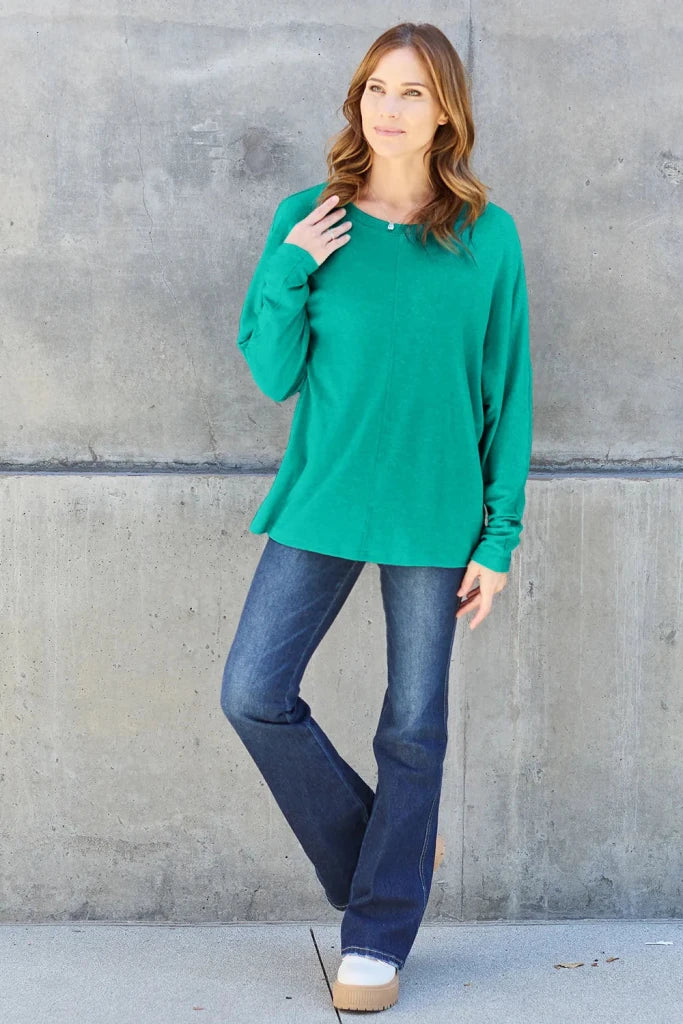 Double Take round neck long sleeve T-shirt, alternate product image