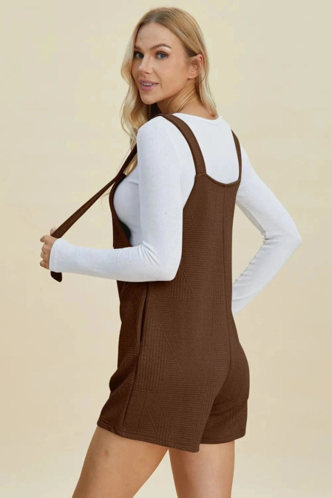 Double Take Full Size Texture Sleeveless Romper - Brown by Trendsi from FREYA’S CLOSET