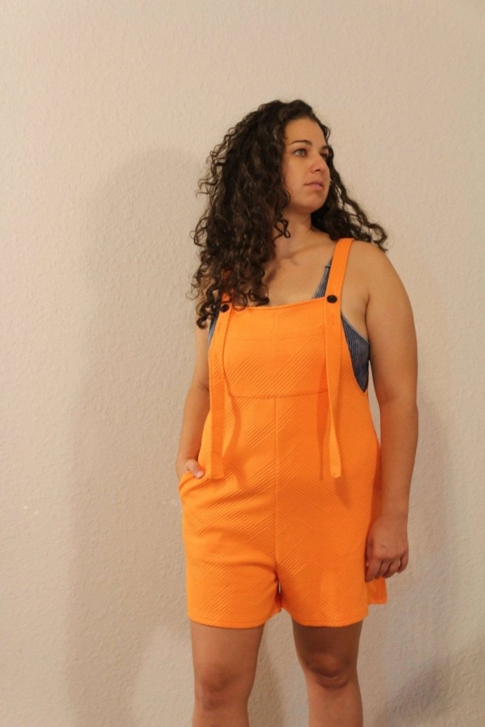 Double Take Full Size Texture Sleeveless Romper - Tangerine by Trendsi from FREYA’S CLOSET