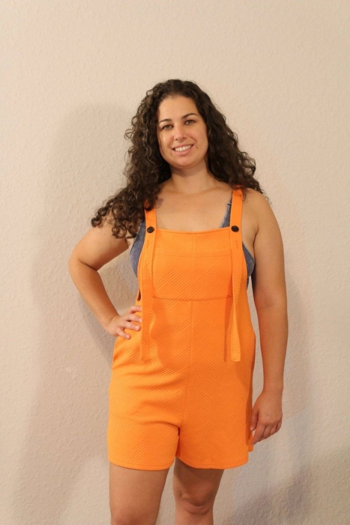 Double Take Full Size Texture Sleeveless Romper - Tangerine by Trendsi from FREYA’S CLOSET