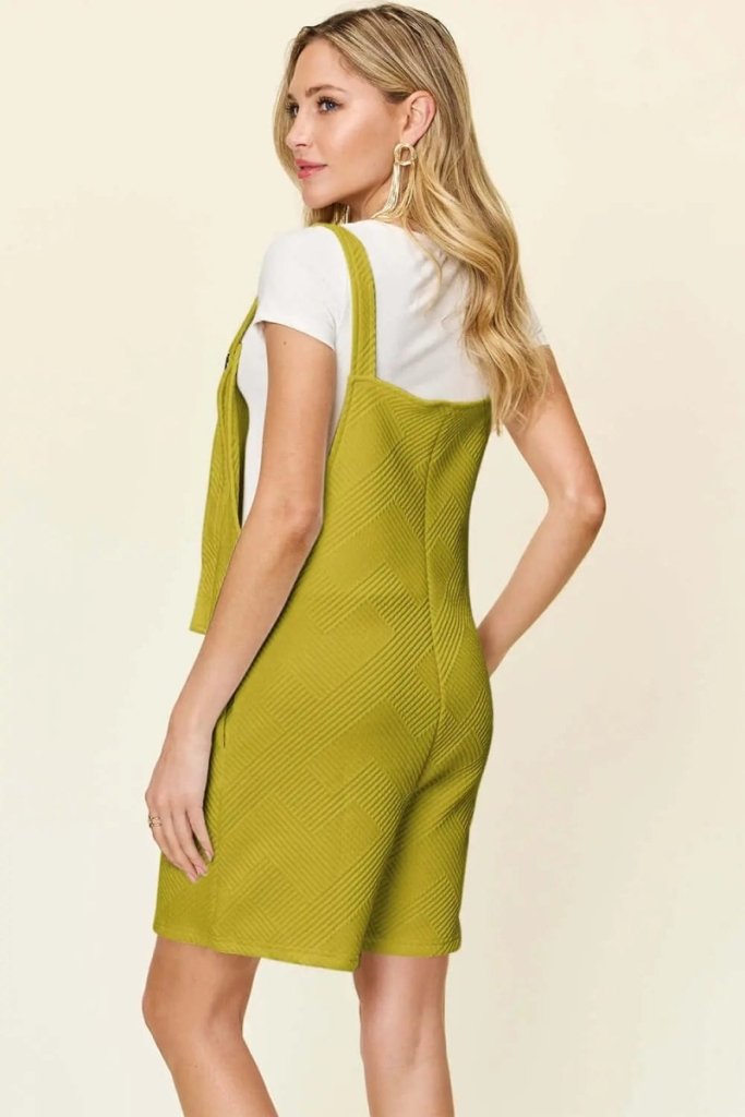 Double Take Full Size Texture Sleeveless Romper - Chartreuse by Trendsi from FREYA’S CLOSET