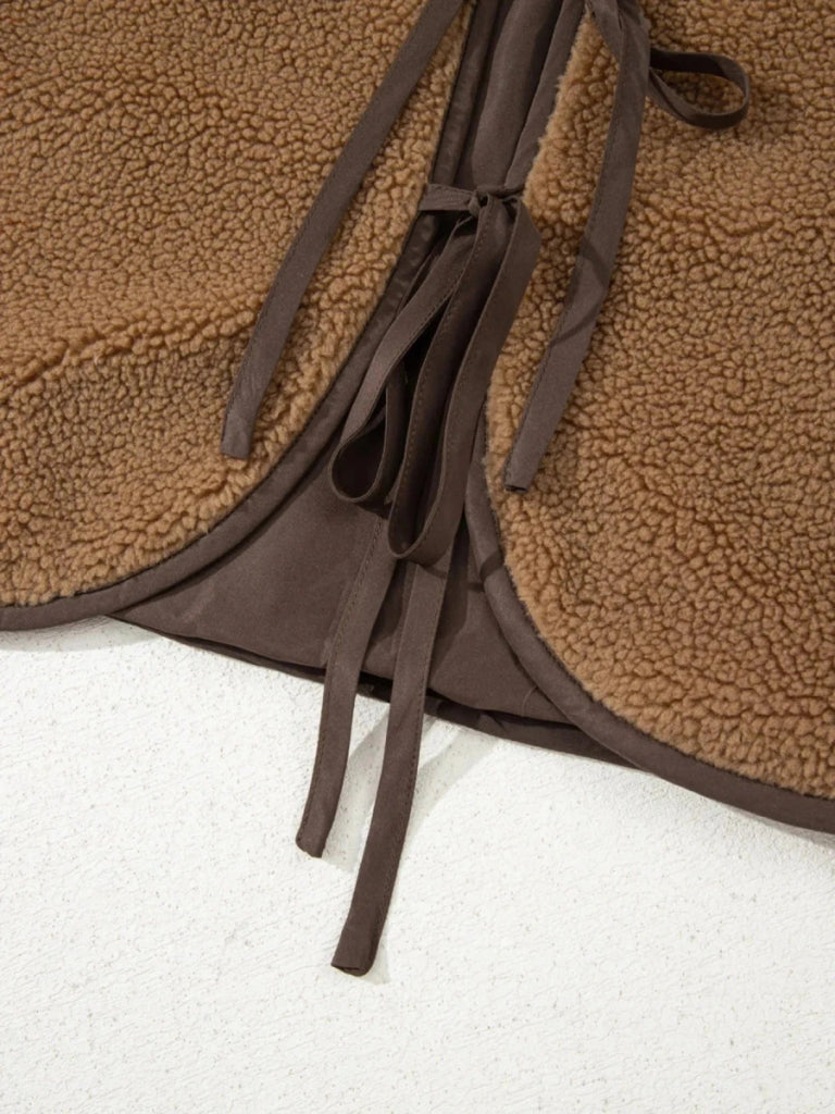 Double Tied Front Vest Coat - Light French Beige by Trendsi from FREYA’S CLOSET