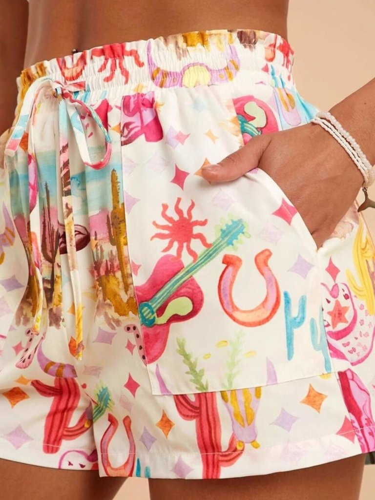 Drawstring Printed Shorts - Color by Trendsi from FREYA’S CLOSET