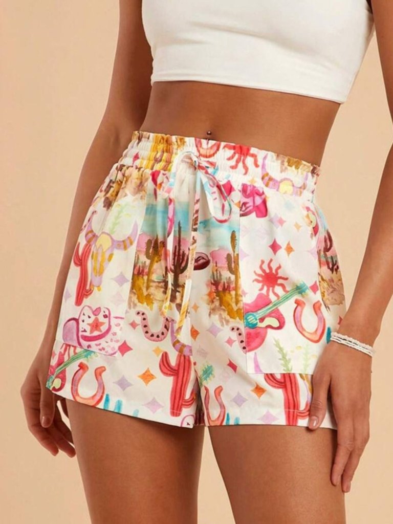 Drawstring Printed Shorts - Color by Trendsi from FREYA’S CLOSET