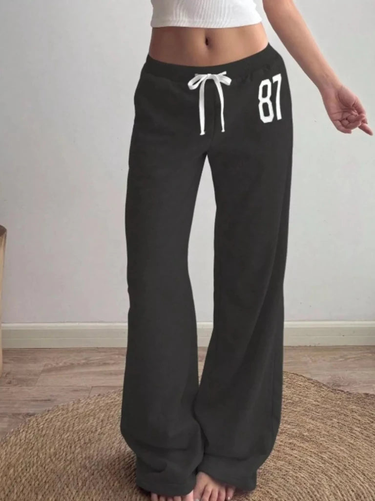 Drawstring wide-leg pants, alternate product image