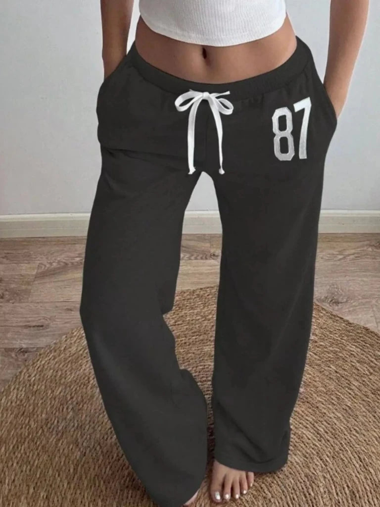 Drawstring wide-leg pants, alternate product image