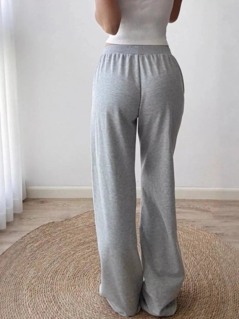 Drawstring wide-leg pants, alternate product image