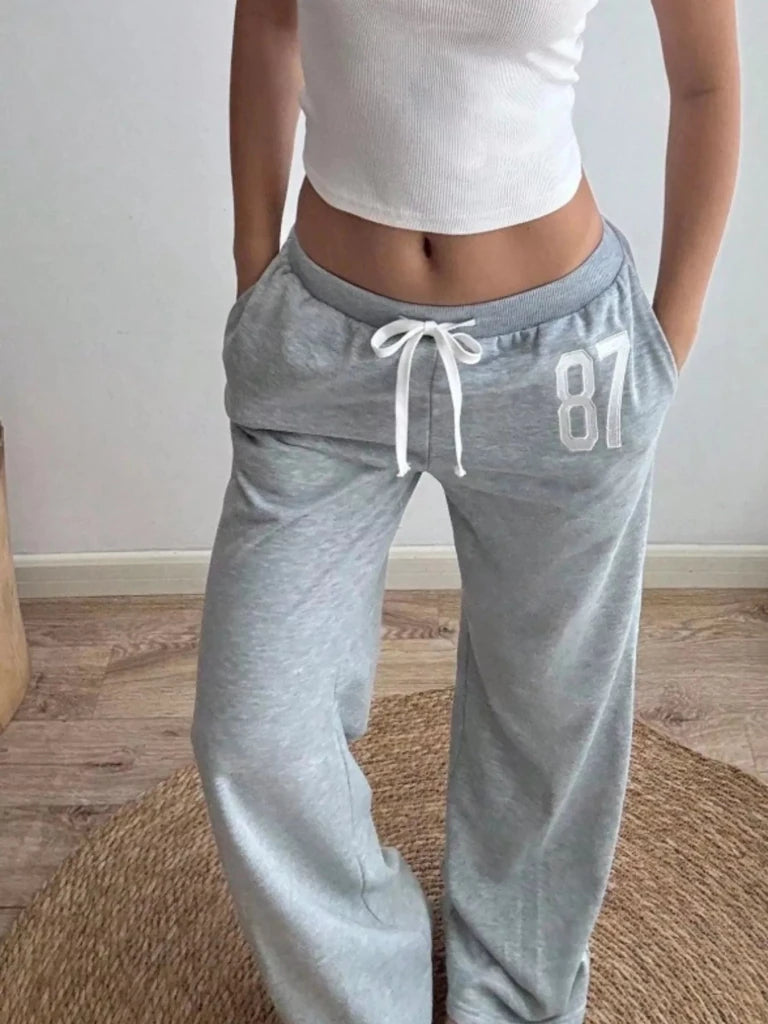 Drawstring wide-leg pants, alternate product image