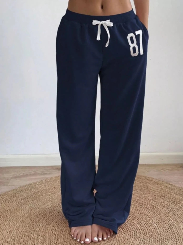 Drawstring wide-leg pants, alternate product image