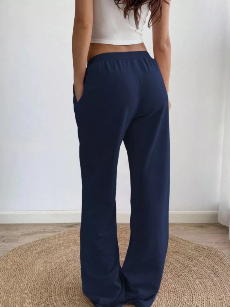 Drawstring wide-leg pants, alternate product image