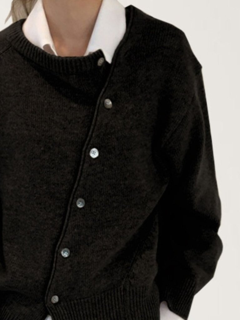 Dropped Shoulder Buttoned Cardigan - Black by Trendsi from FREYA’S CLOSET