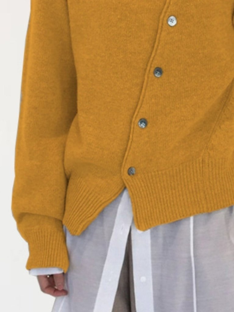 Dropped Shoulder Buttoned Cardigan - Mustard by Trendsi from FREYA’S CLOSET
