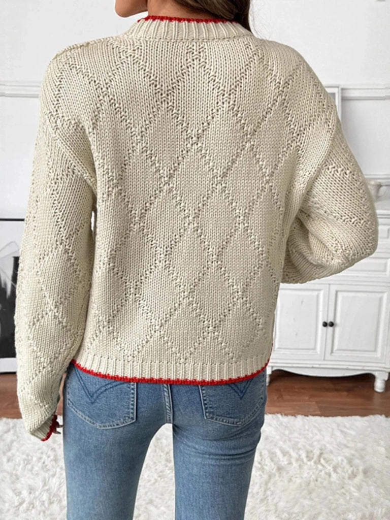 Fish Pattern Round Neck Sweater - Apricot by Trendsi from FREYA’S CLOSET