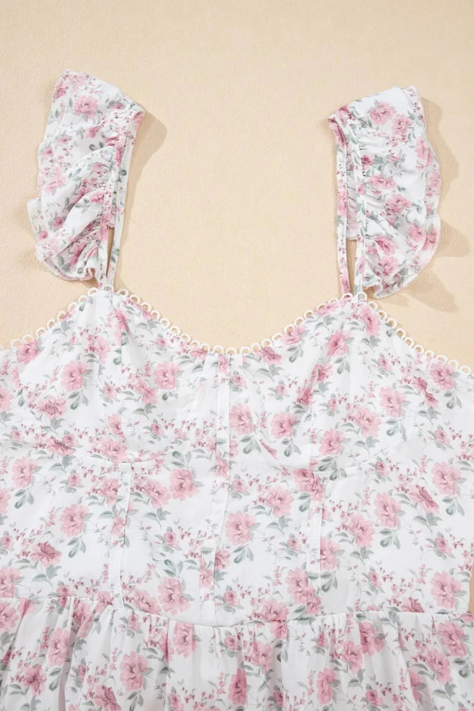 Floral Flutter Peplum Tank Top - Blush Pink by Trendsi from FREYA’S CLOSET