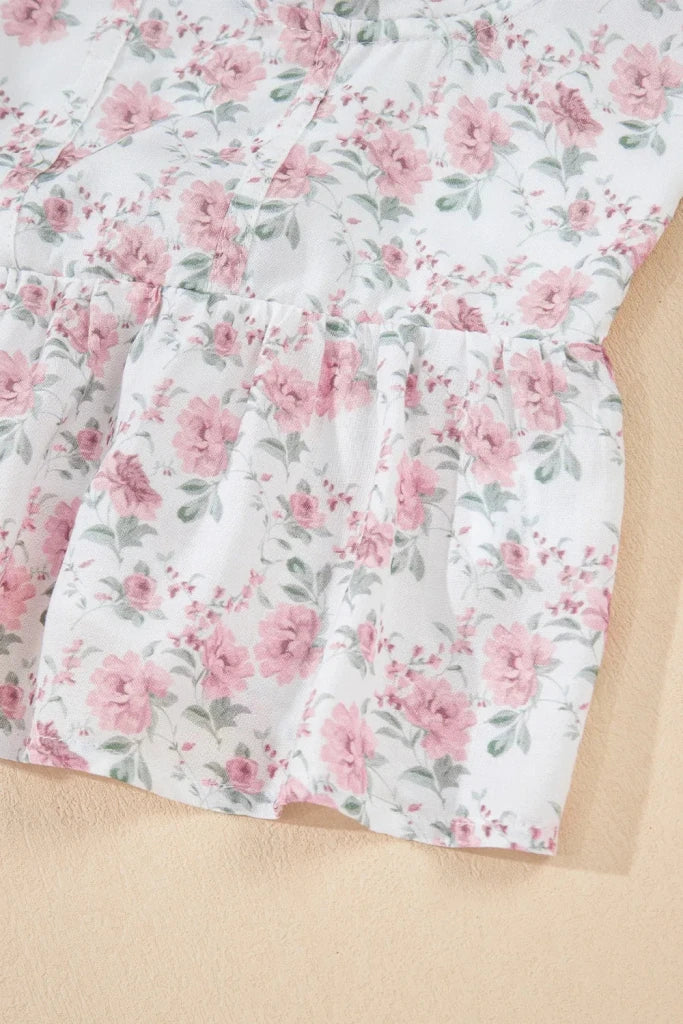 Floral Flutter Peplum Tank Top - Blush Pink by Trendsi from FREYA’S CLOSET