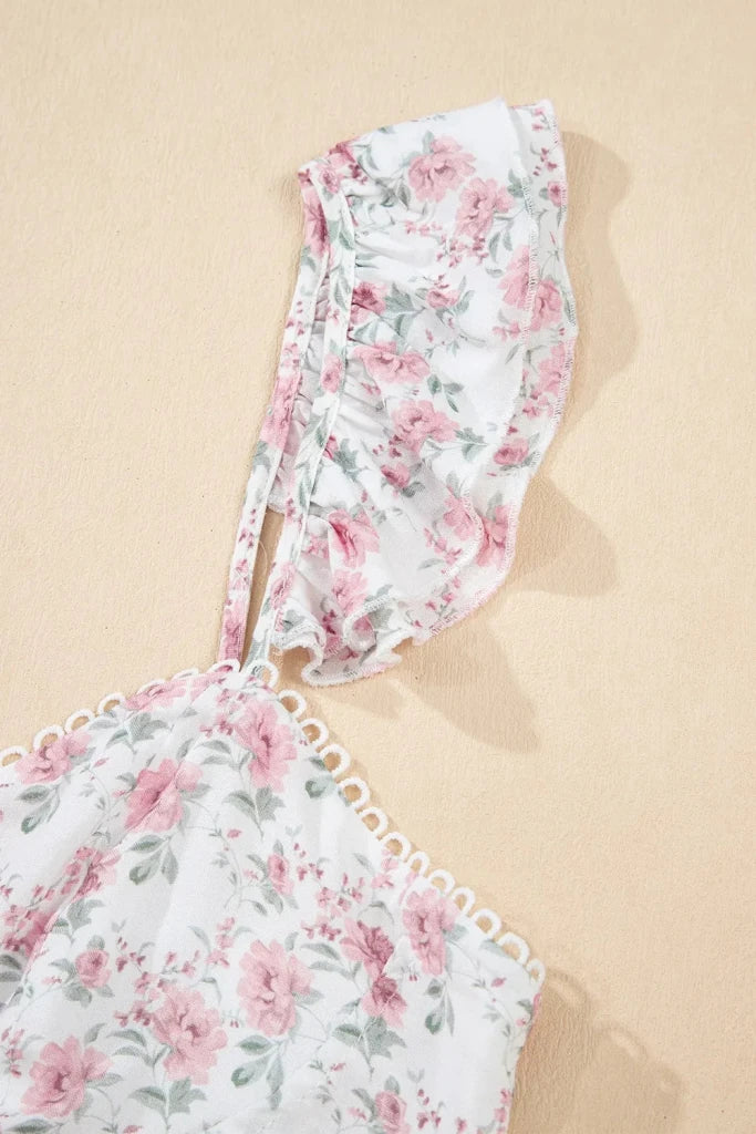 Floral Flutter Peplum Tank Top - Blush Pink by Trendsi from FREYA’S CLOSET