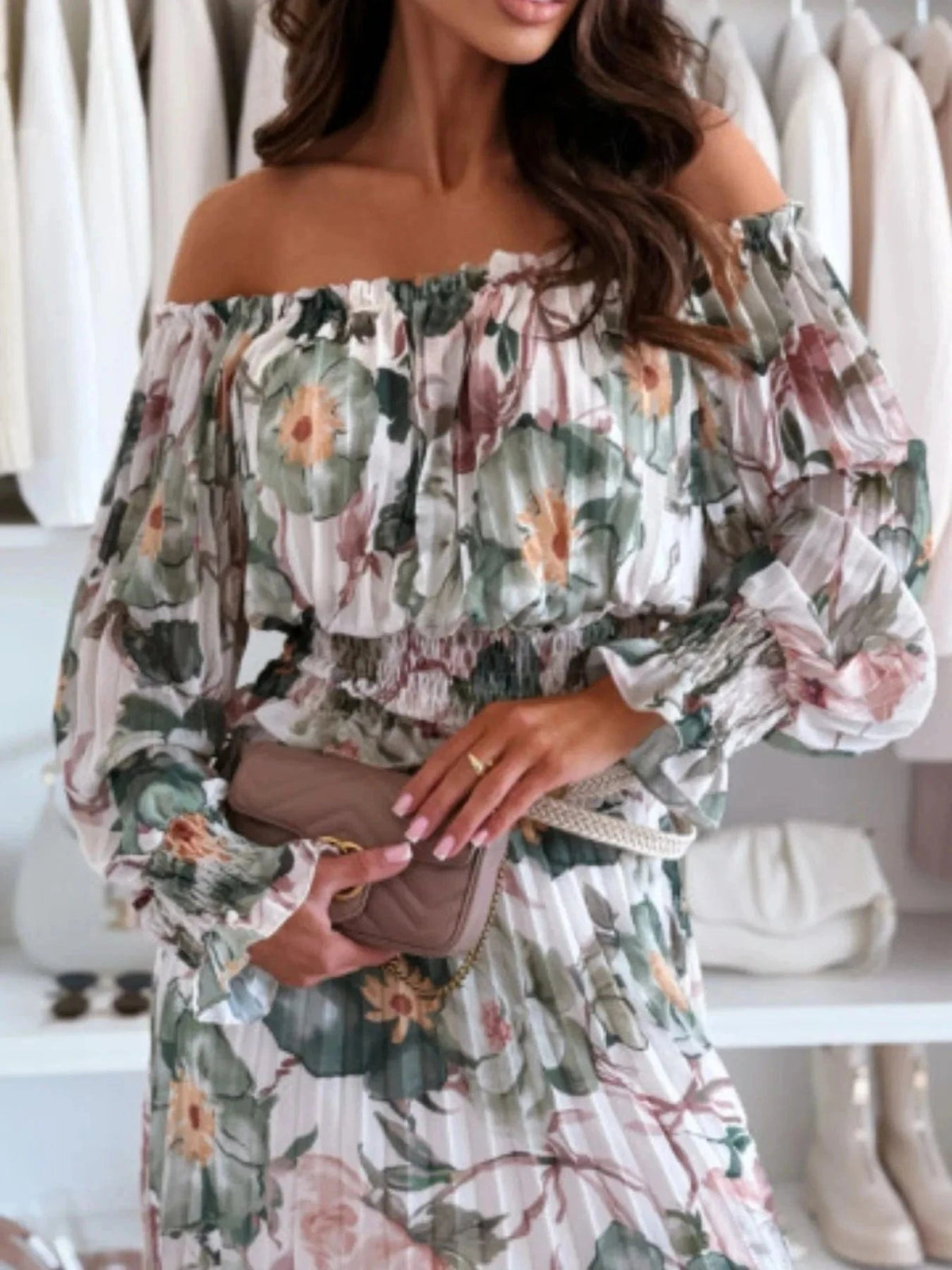 Trendsi Floral Off-Shoulder Top and Skirt Two-Piece Set