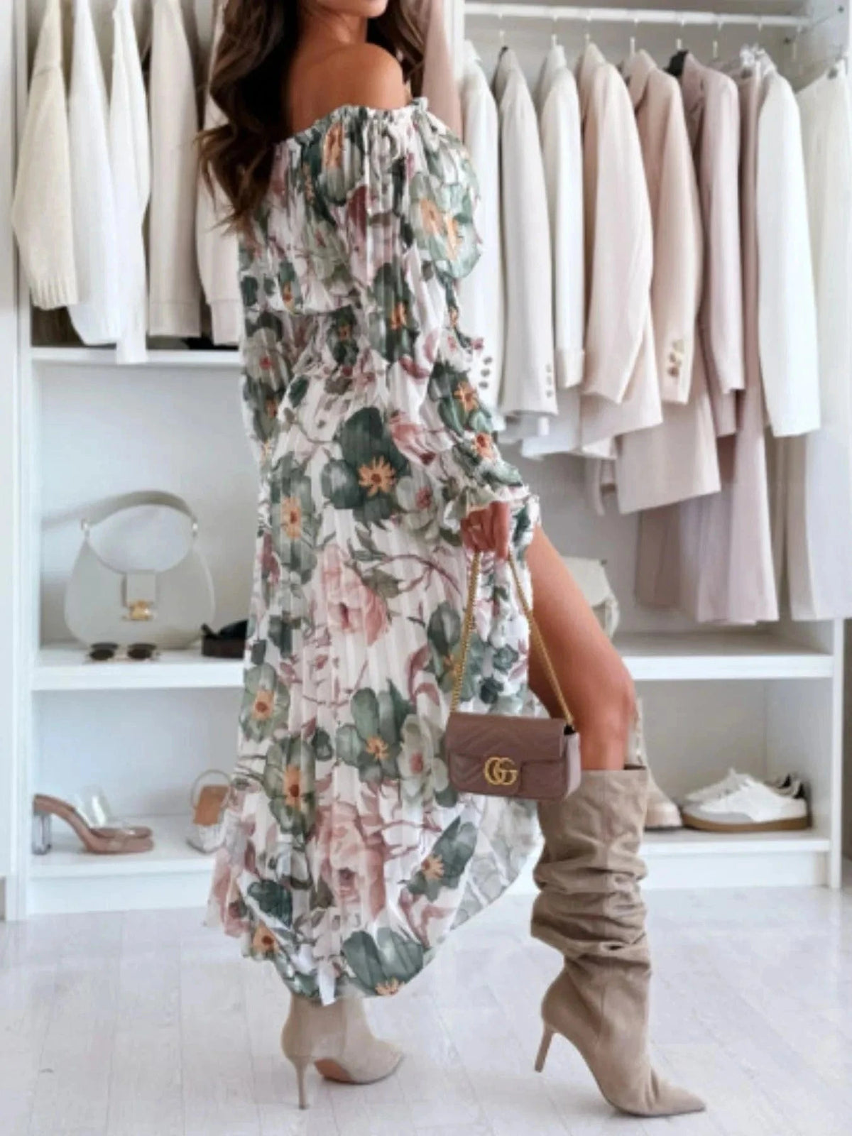 Trendsi Floral Off-Shoulder Top and Skirt Two-Piece Set