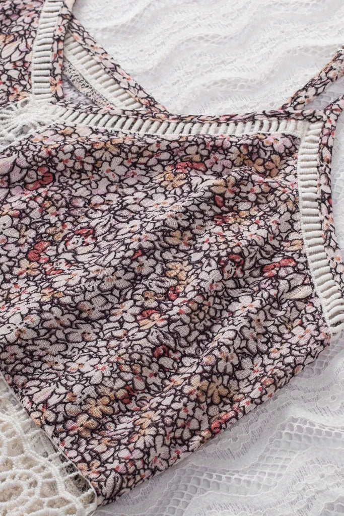 Floral Print Crochet Trim Cami with Spaghetti Straps - Floral by Trendsi from FREYA’S CLOSET
