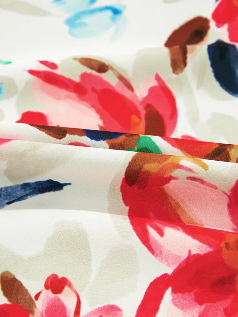 Floral Print Puffy Half Sleeve Blouse - Floral by Trendsi from FREYA’S CLOSET