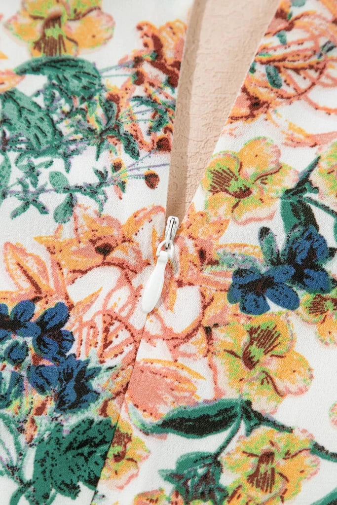 Floral Print Ruffle Hem Mini Dress - Floral by Trendsi from FREYA’S CLOSET