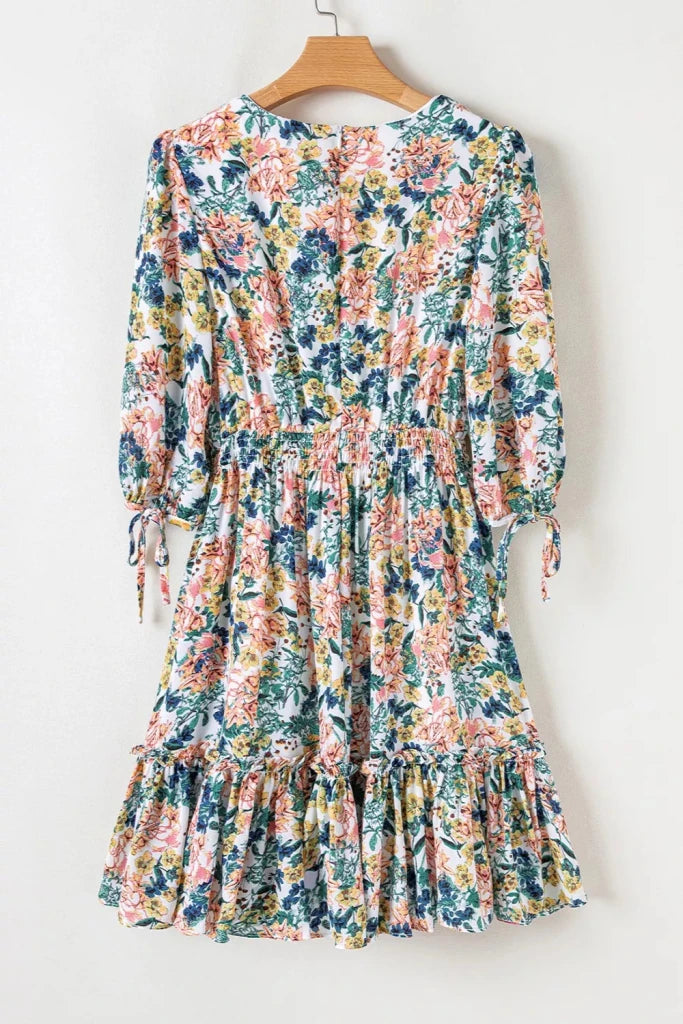 Floral Print Ruffle Hem Mini Dress - Floral by Trendsi from FREYA’S CLOSET