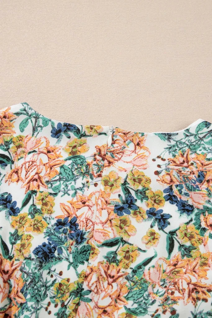 Floral Print Ruffle Hem Mini Dress - Floral by Trendsi from FREYA’S CLOSET