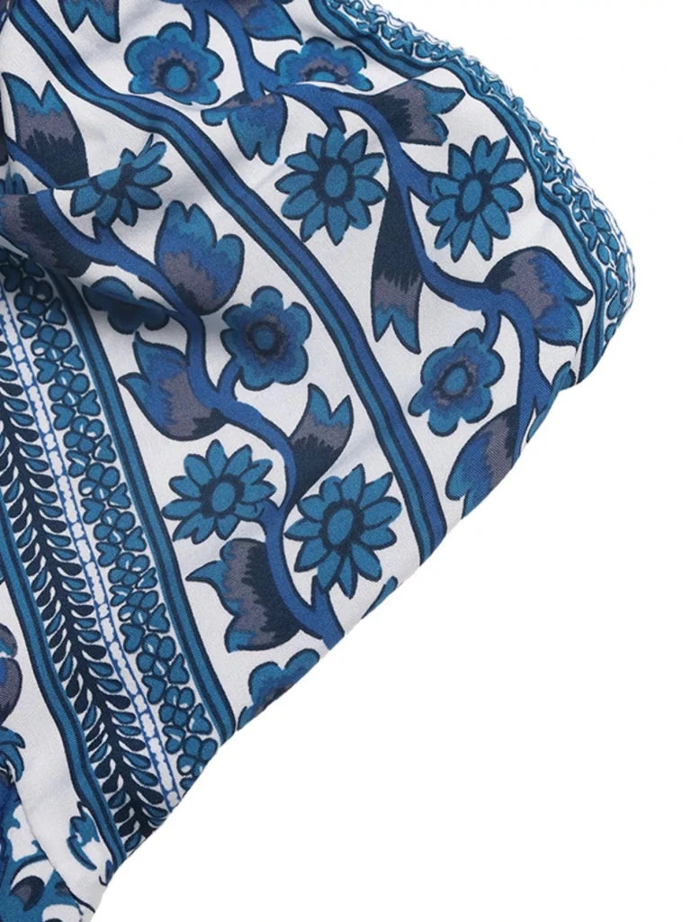 Floral Print Strapless Maxi Dress - Blue by Trendsi from FREYA’S CLOSET