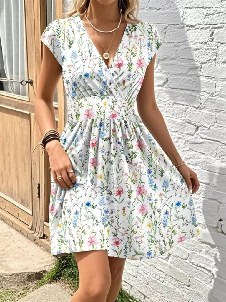 Floral Print Surplice Mini Dress - Blush Pink by Trendsi from FREYA’S CLOSET