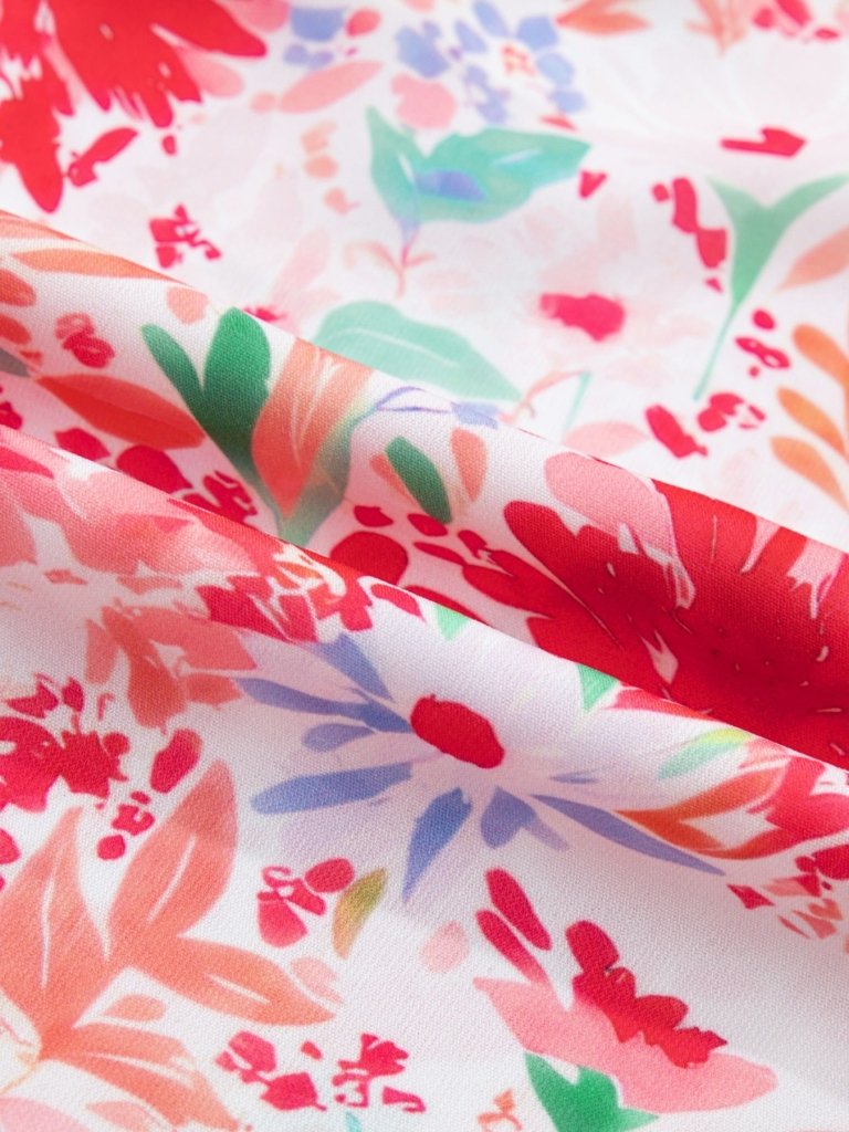 Floral Print Tie - Shoulder Midi Dress - Burnt Coral by Trendsi from FREYA’S CLOSET