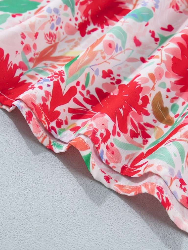 Floral Print Tie - Shoulder Midi Dress - Burnt Coral by Trendsi from FREYA’S CLOSET