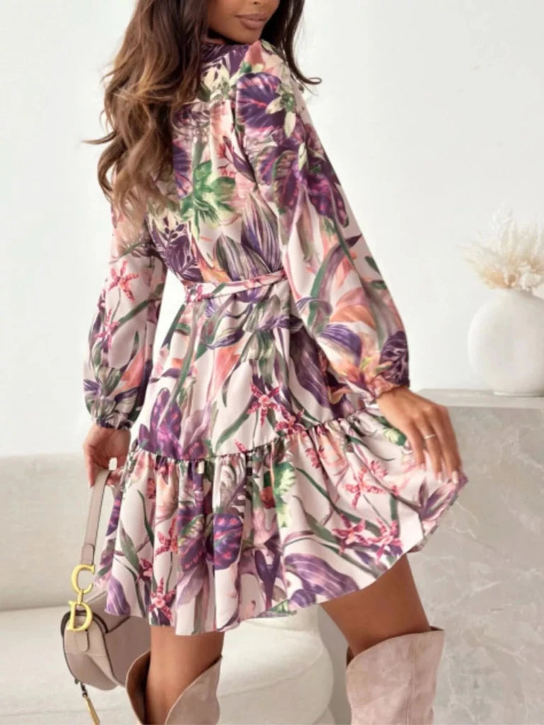 Floral Print Tie Waist Mini Dress - Beige by Trendsi from FREYA’S CLOSET