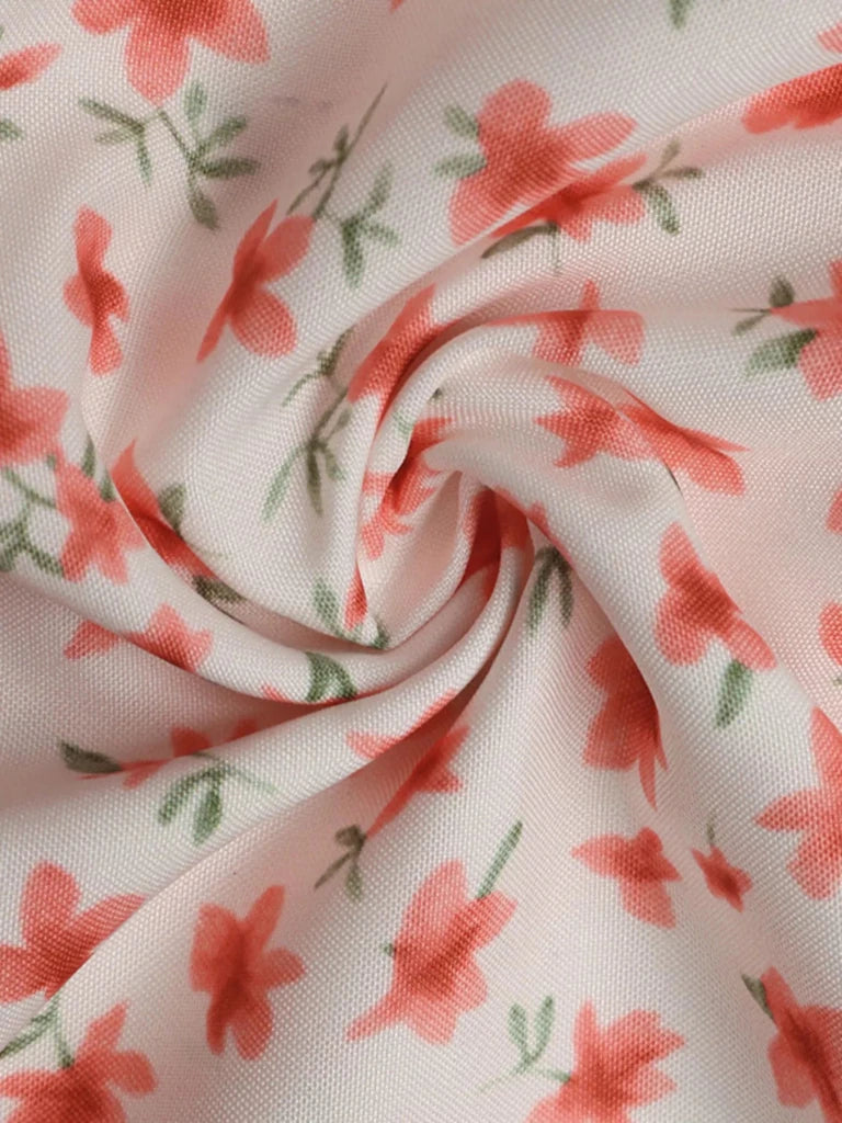 Floral Print V - Neck Puff Sleeve Mini Dress - Red by Trendsi from FREYA’S CLOSET