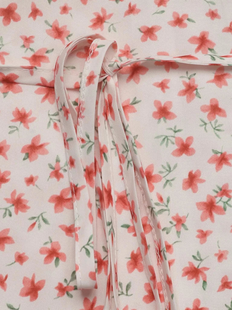 Floral Print V - Neck Puff Sleeve Mini Dress - Red by Trendsi from FREYA’S CLOSET