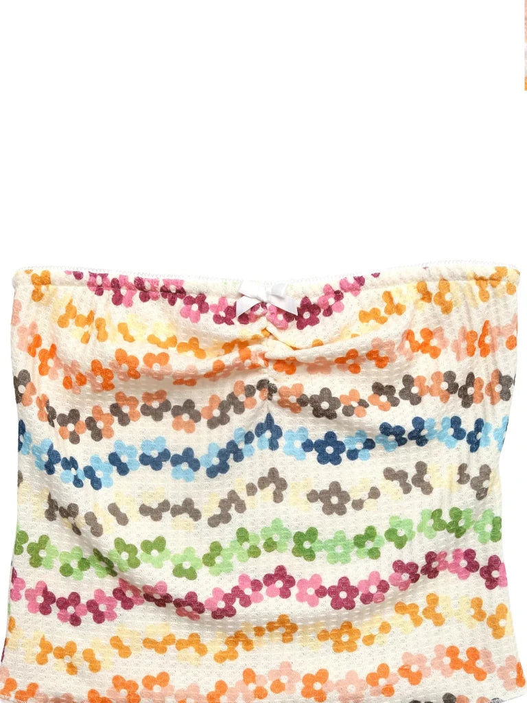 Floral Ruched Tube Top - Multicolor by Trendsi from FREYA’S CLOSET