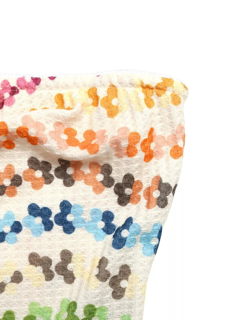 Floral Ruched Tube Top - Multicolor by Trendsi from FREYA’S CLOSET