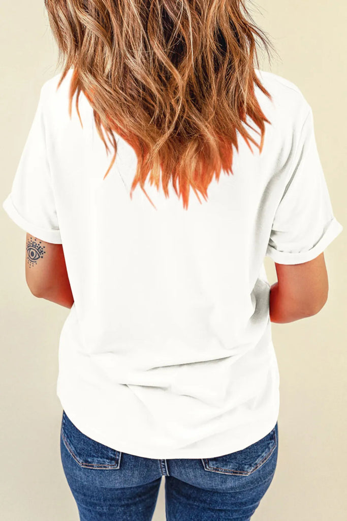 Full Size Bow Round Neck Short Sleeve T-Shirt - White by Trendsi from FREYA’S CLOSET