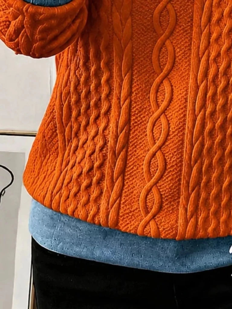 Denim contrast trim quarter-zip textured sweatshirt, alternate product image